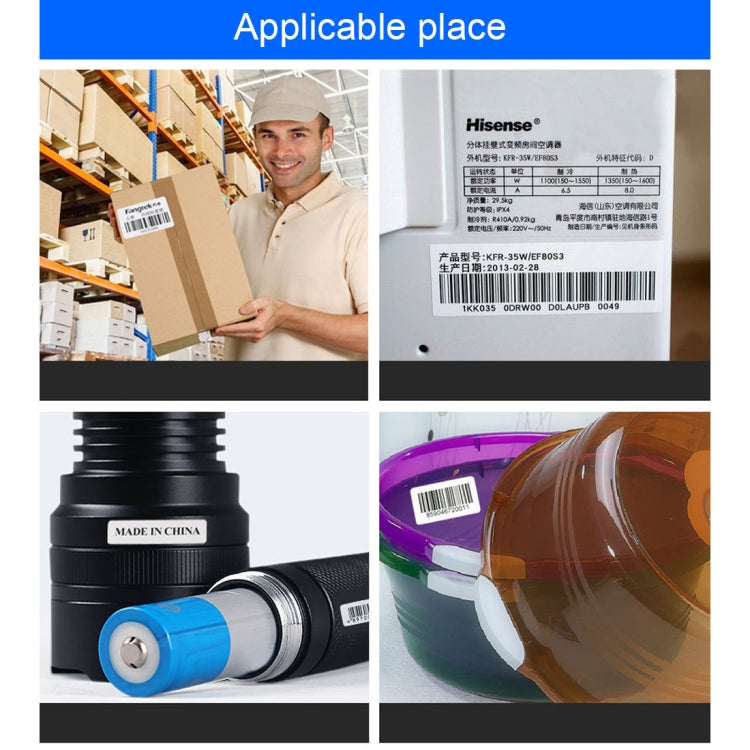 Thermal label paper examples used for shipping, barcode labels on boxes and devices
