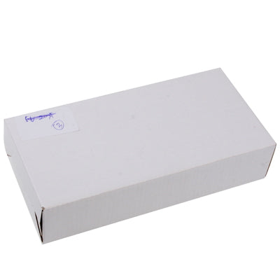 Power supply shipping box, white cardboard package with handwritten marking