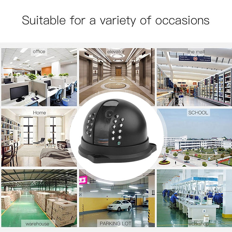 Black dome security camera with side lens lights and mounting base