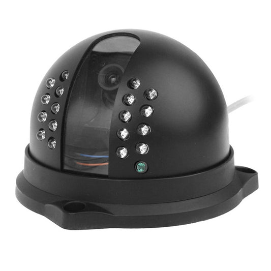 Black color dome security camera with side IR LED array and mounting base