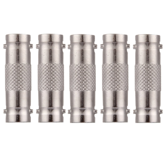 BNC female-to-female adapter connectors, metal cylindrical set of five