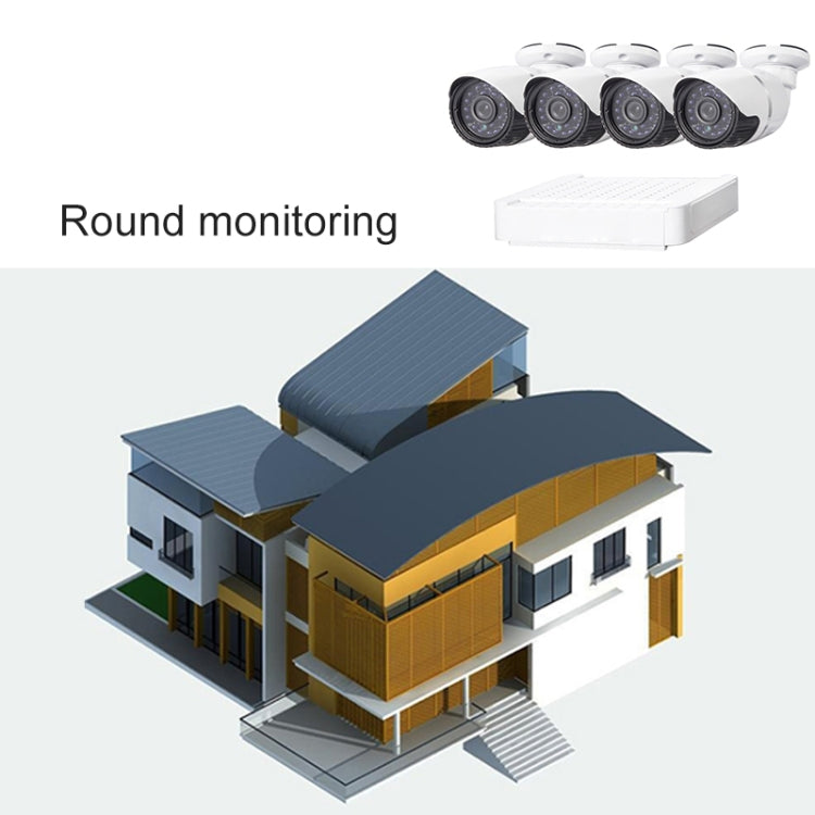 Round monitoring IP camera set with NVR and quad bullet cameras