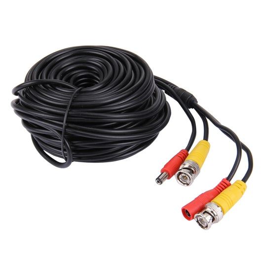 RG59 coaxial CCTV cable with black coil and red/yellow RCA and BNC connectors