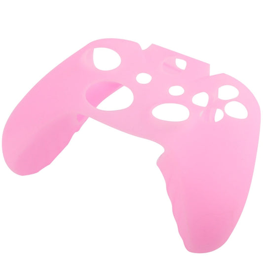 Pink silicone controller back case with large openings for ports and grips