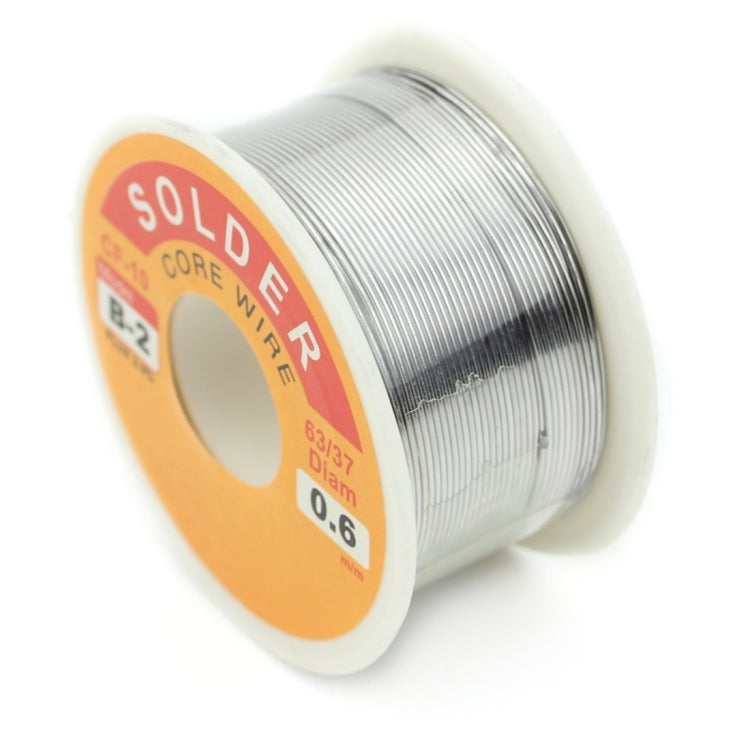 Solder wire spool side view, coil of 63/37 flux core wire, 0.6mm diameter