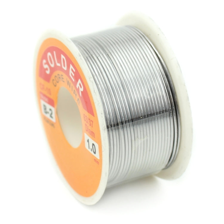 Solder wire spool side label: 1.0mm diameter, flux 2.0%, 63/37 rosin-core