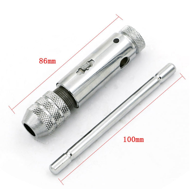 Adjustable tap wrench with extension shaft; marked 86 mm and 100 mm lengths