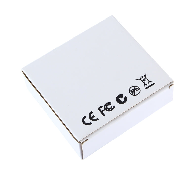 White device box with CE and FCC compliance icons on the side