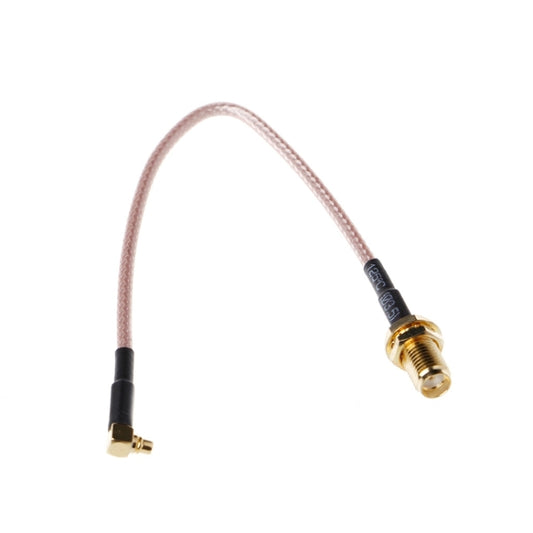 Braided RF cable with SMA female and MMCX right-angle male gold connectors, 15cm