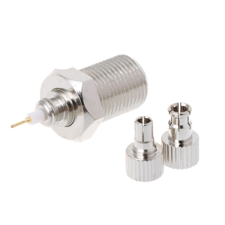 Nickel-plated RF coaxial plug adapter set with main plug and two small caps