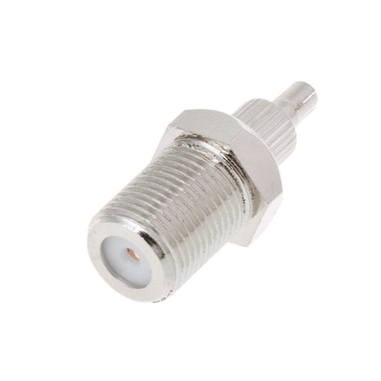 Nickel-plated RF coaxial plug connector adapter with threaded male end