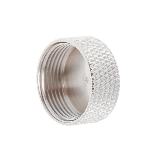 UHF N female RF dust cover cap with internal threads, silver textured grip