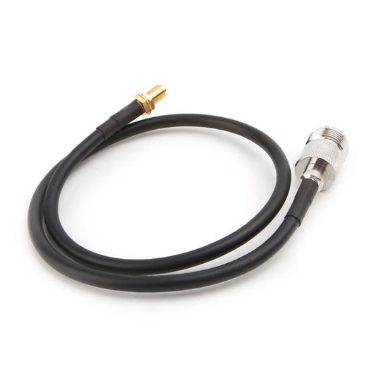 Coaxial adapter cable with SMA female connector and UHF PL259 plug, black RG58.