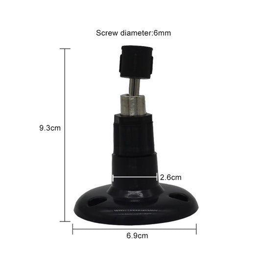 Wall mount bracket with dimensions: 6.9 cm base, 9.3 cm height, 6 mm screw