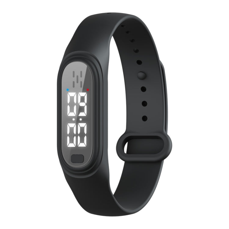 Black electronic mosquito repellent bracelet with digital time display