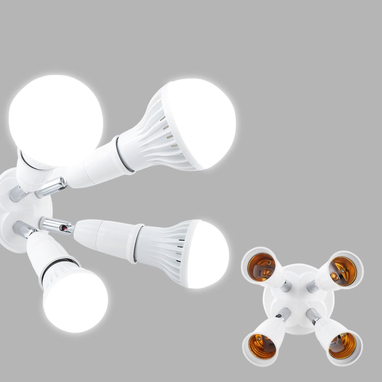 E27 light bulb splitter adapter with multiple white light outlets and bulb bases
