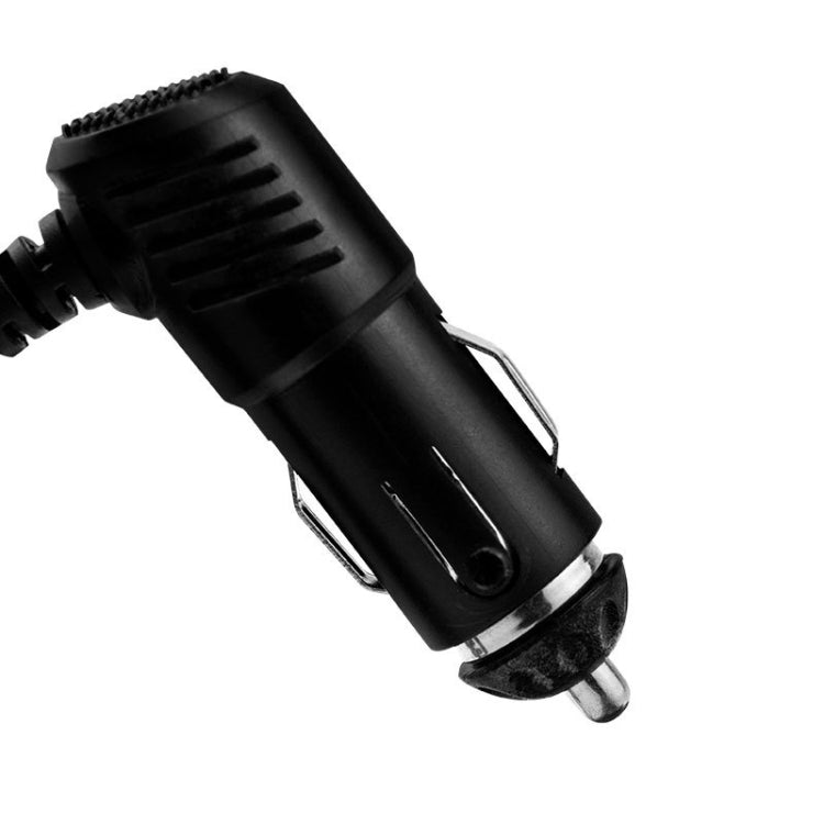 Car cigarette lighter adapter plug end with cable and vented connector, black