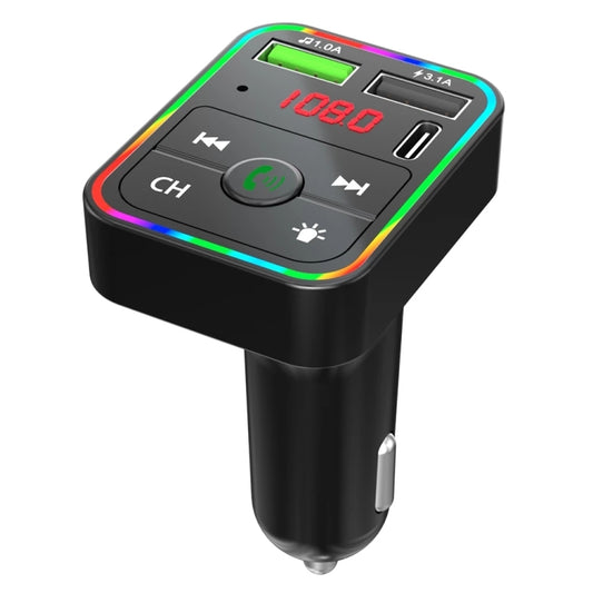F2 Car FM Transmitter MP3 USB Charger Player with LED Backlight FM Transmitter with Bluetooth Transmitter Car Player Kit, F2