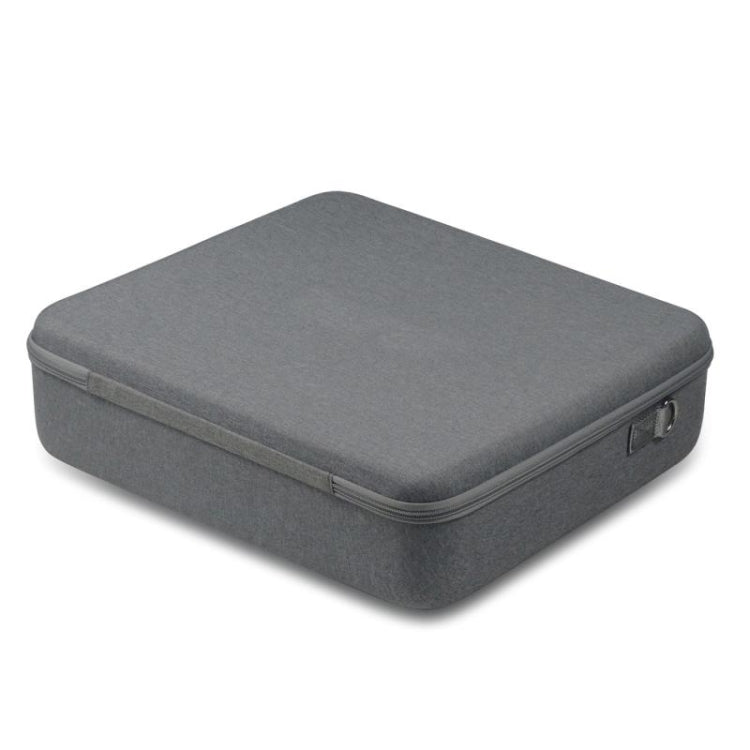 Gray EVA game console storage case with square lid, zipper, and side clasp.