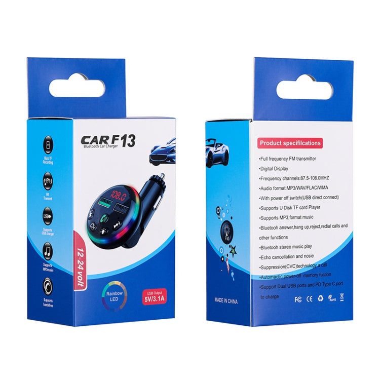 Retail packaging box for car Bluetooth FM transmitter with LED display and charging ports