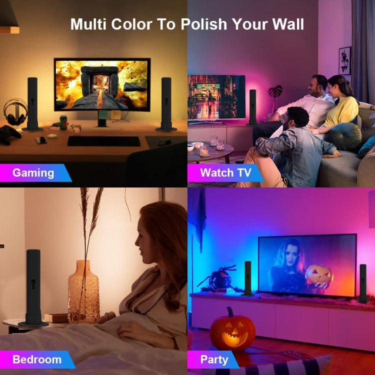 Dual RGB LED light bars with multi-color glow for living room, bedroom, party