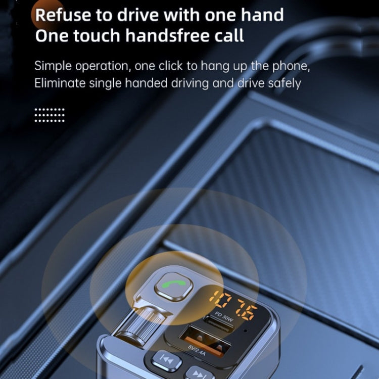 Hands-free Bluetooth car audio adapter with one-touch call control and status indicator display