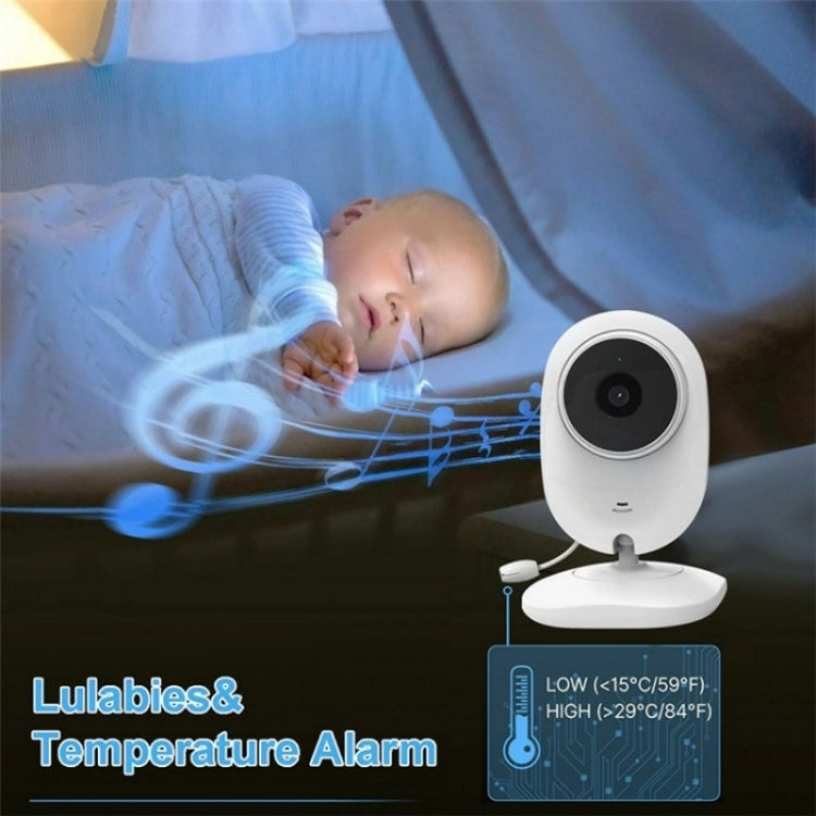 White baby security camera with lullabies and temperature alarm indicator