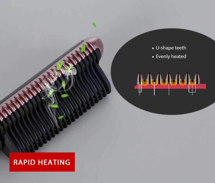 Electric straightener comb with U-shaped teeth for evenly heated, smooth styling