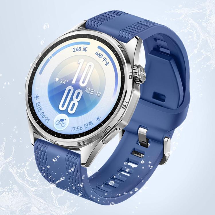 Press Button Dual-Sided Honeycomb Pattern Solid Color Silicone Watch Band, 22mm
