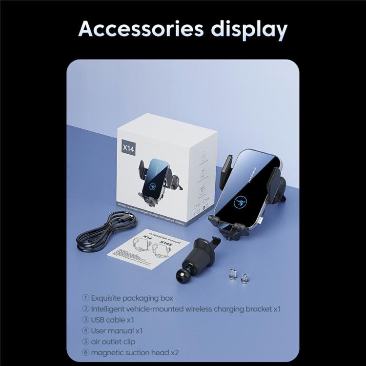 Wireless car charger phone mount accessories kit with bracket, cable, and mounting parts