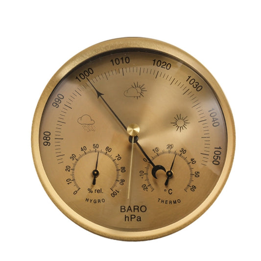 THB9392 Wall Mounted Digital Thermometer Hygrometer Household High Accuracy Pressure Gauge Air Weather Instrument Barometer, THB9392 (Gold), THB9392 132mm