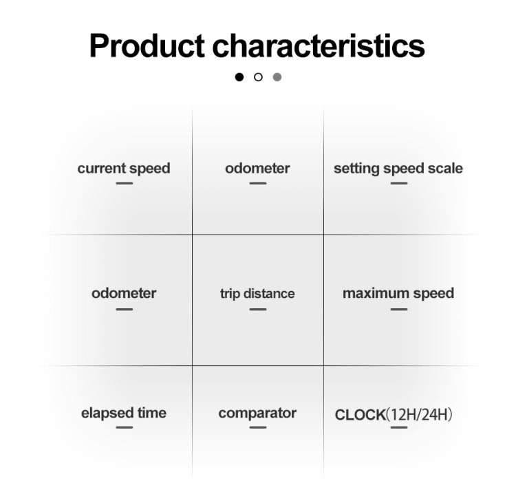 Infographic of bike computer functions: speed, odometer, trip distance, and timer