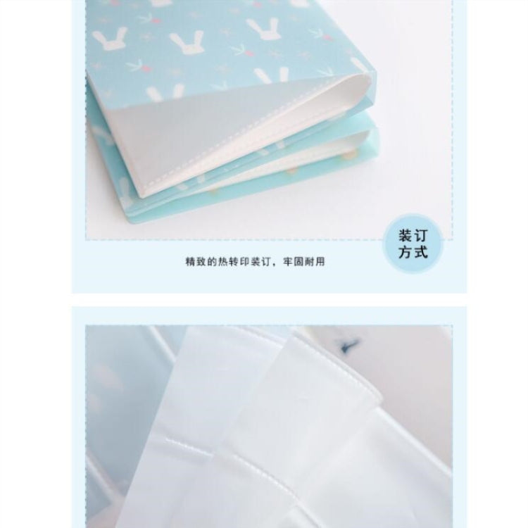 Close-up of pastel 96-slot ID card holder book corner and stitched card pages