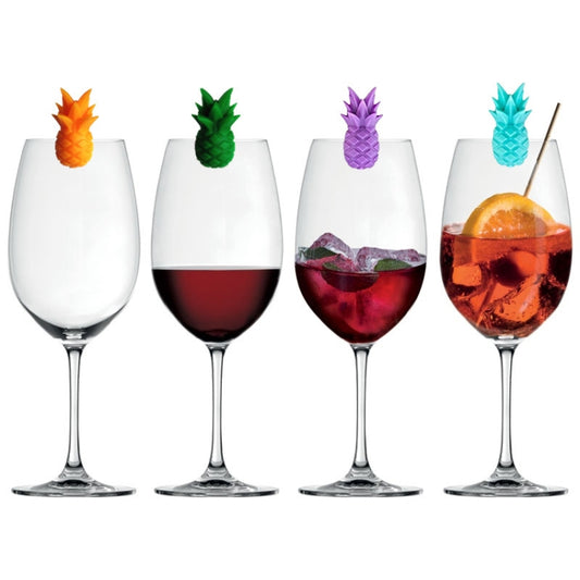 6pcs / Set Wine Glass Silicone Pineapple Mark Distinguisher Party Fruit Shape Cup Mark, Pineapple