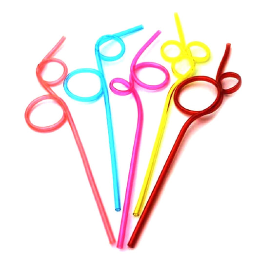 10 PCS Creative Plastic Curved Straws, Random Color Style Delivery, Plastic Curved Straws