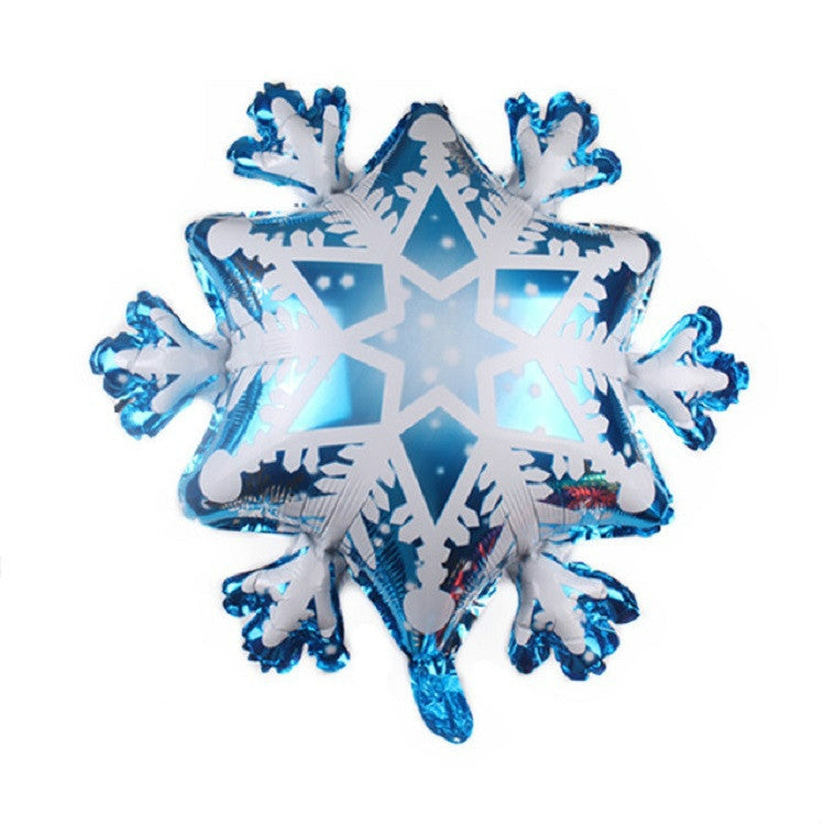 Snowflake-shaped foil balloon in icy blue with bright white snowflake center
