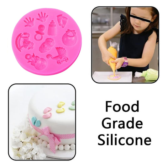 2 PCS Baby Hand Foot Shape DIY Mold Fondant Silicone Cake Chocolate Mold Baking Tool, Foot Shape