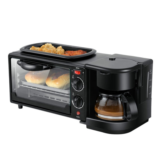 3 in 1 Electric Breakfast Machine Multifunction Coffee Maker + Frying Pan + Mini Oven Household Bread Pizza Oven, 3 in 1 Multifunction Coffee Maker