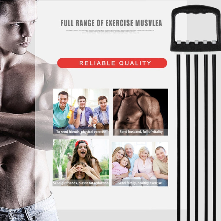 Black 5-tube chest expander tensioner with arched handle frame and five resistance tubes