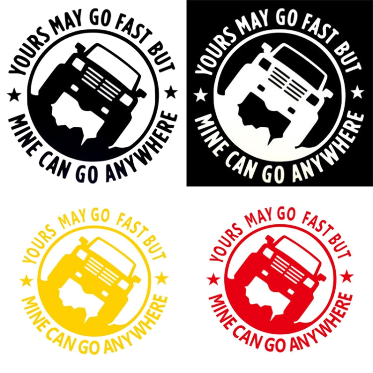 Vinyl car decal stickers set: black, white, yellow, and red circular truck designs