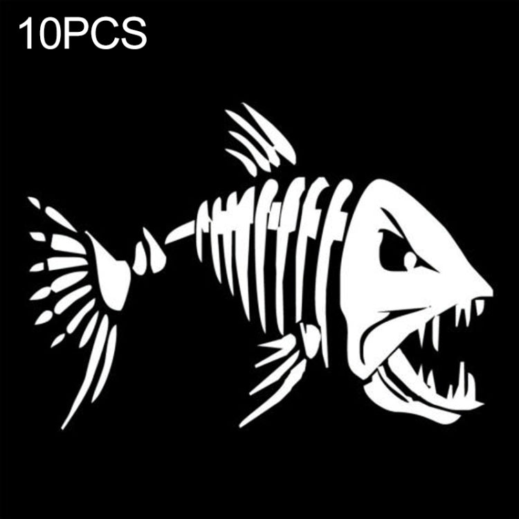 Fish skeleton vinyl decal with black and white contrast