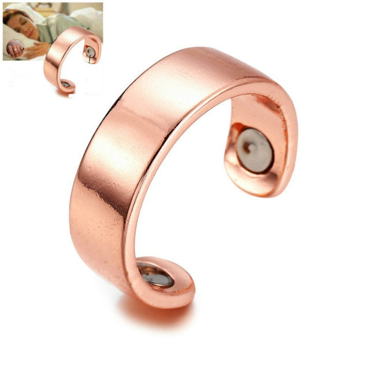 Rose-gold anti-snore acupressure ring with two oval pressure inserts