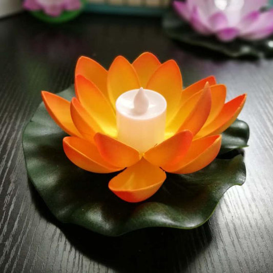 3 Color LED Flood Light Artificial Lotus Floating Flower Shape Lamps For Outdoor Swimming Pool Wishing Party