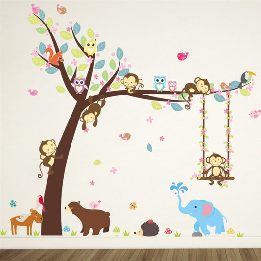 Swinging Monkey Wall Sticker Children's Room Kindergarten Environment Arrangement Removable Mural, Swinging Monkey