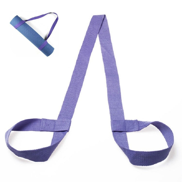 Purple yoga mat strap with two loop ends and matching shoulder webbing