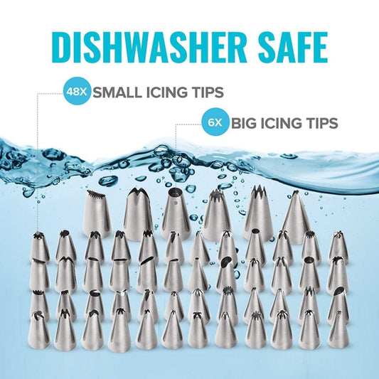 106 in 1 Cake Turntable Set Stainless Steel Decorating Mouth Cake Decorating Baking Tool, 106 PCS/Set Purple, 106 PCS/Set Blue