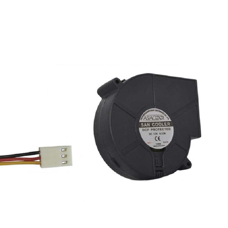 ASIACOOL silent blower fan with label, black casing, and 3-pin connector block