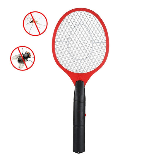 Electric mosquito racket swatter with red mesh head and black handle