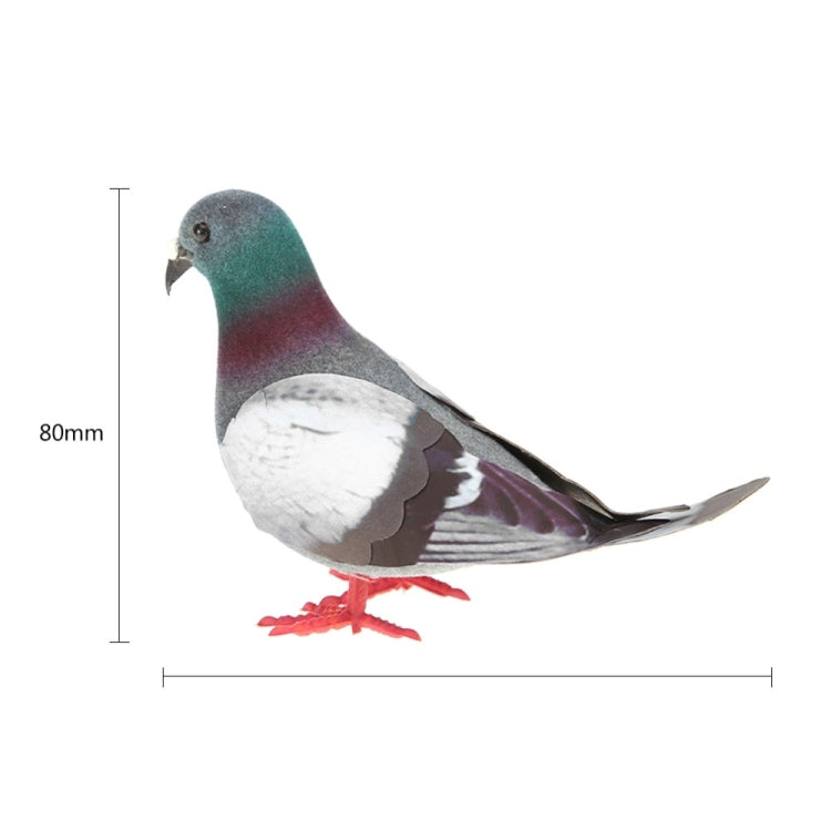 Foam pigeon model ornament, 80 mm tall with red feet and gray-white body