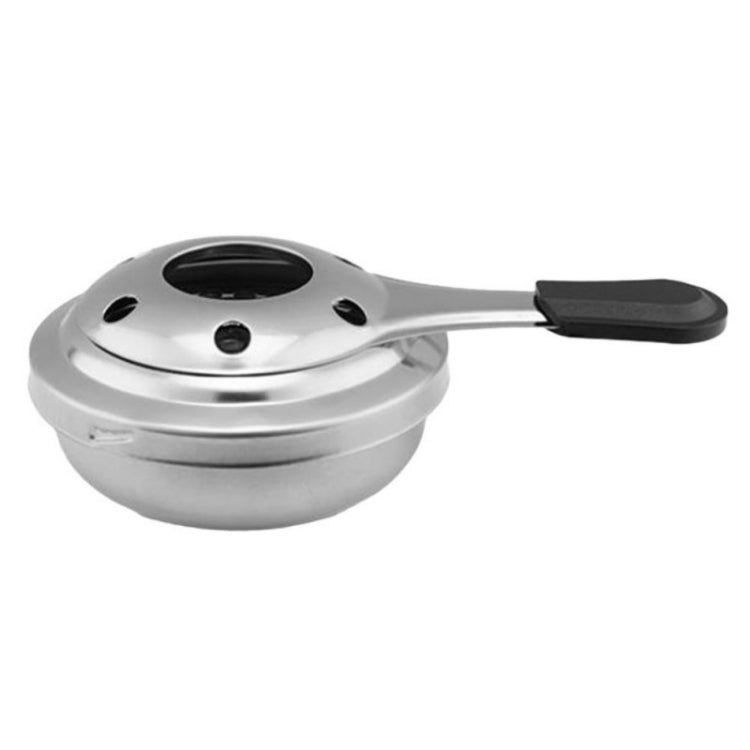 Mini stainless steel alcohol stove with handle and circular top vent holes